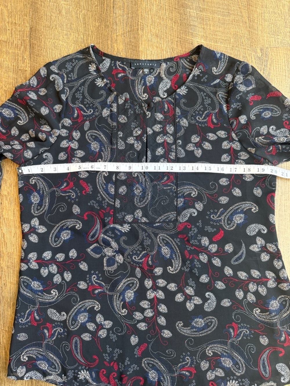 Sanctuary Women’s Black Red Blue White Paisley Long-Sleeve Blouse Size Medium - Picture 11 of 14